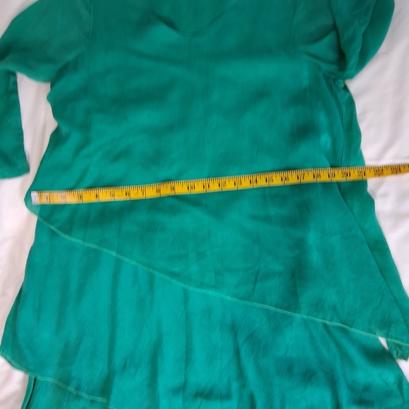 Click By Color Me Cotton Kelly Green  Asymmetrical Tiered Lagenlook  Dress Sz M - Picture 5 of 10